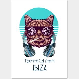 Techno cat from Ibiza - Catsondrugs.com - Techno Party Ibiza Rave Dance Underground Festival Spring Break  Berlin Good Vibes Trance Dance technofashion technomusic housemusic Posters and Art